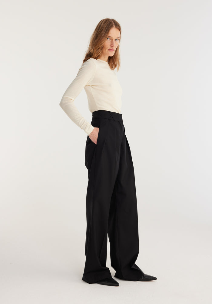 Wide leg tailored trousers | noir