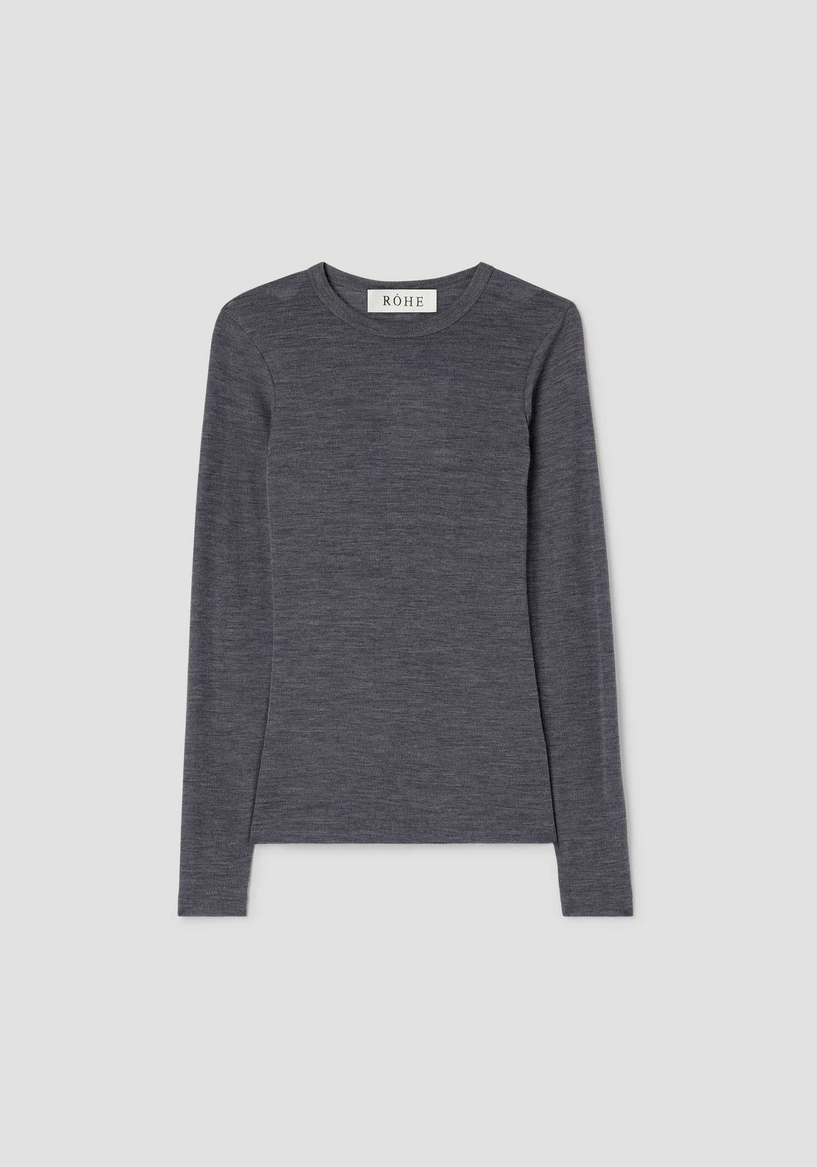 Fine merino long sleeve | mid grey melange