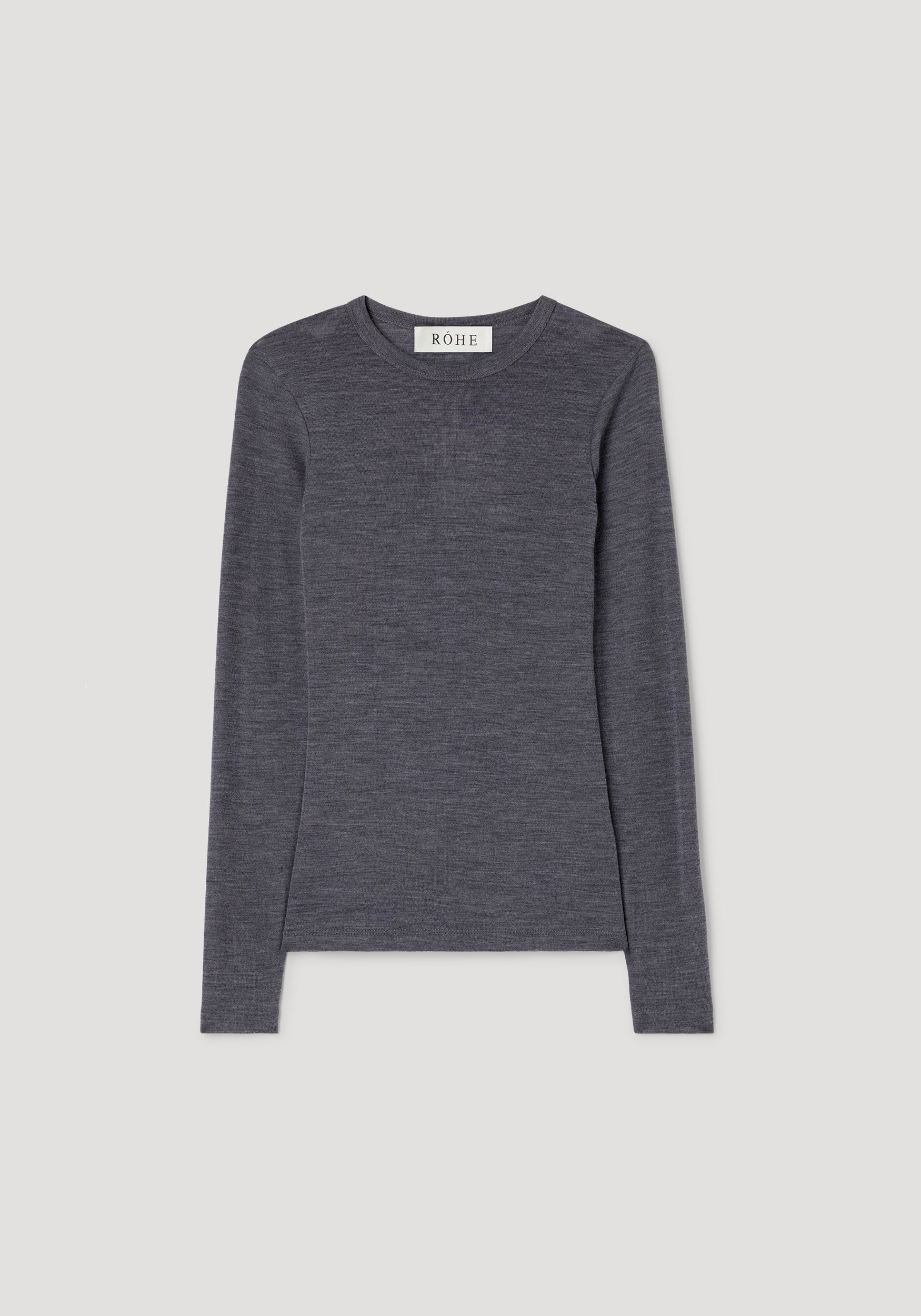 Fine merino long sleeve | mid grey melange