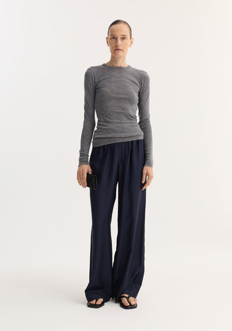 Fine merino long sleeve | mid grey melange