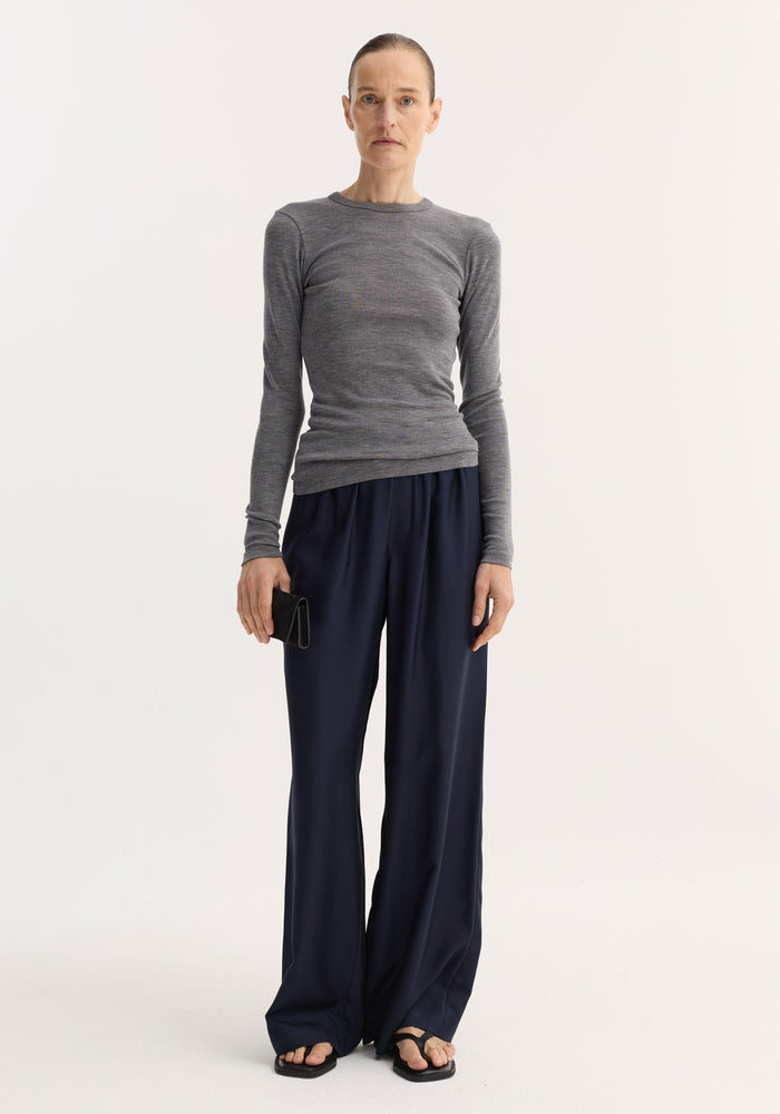 Fine merino long sleeve | mid grey melange