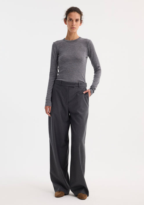 Fine merino longsleeve | mid grey melange