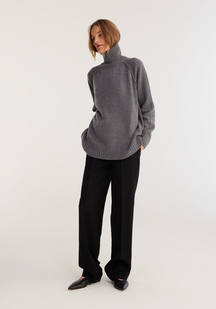 Wool cashmere turtleneck | grey melange