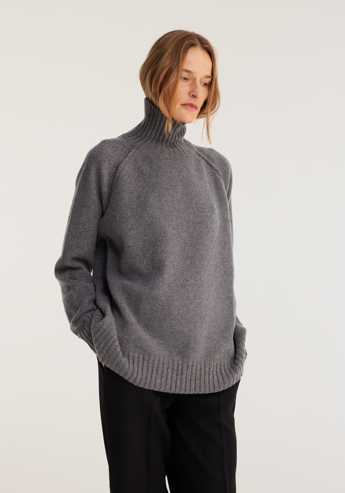Wool cashmere turtleneck | grey melange