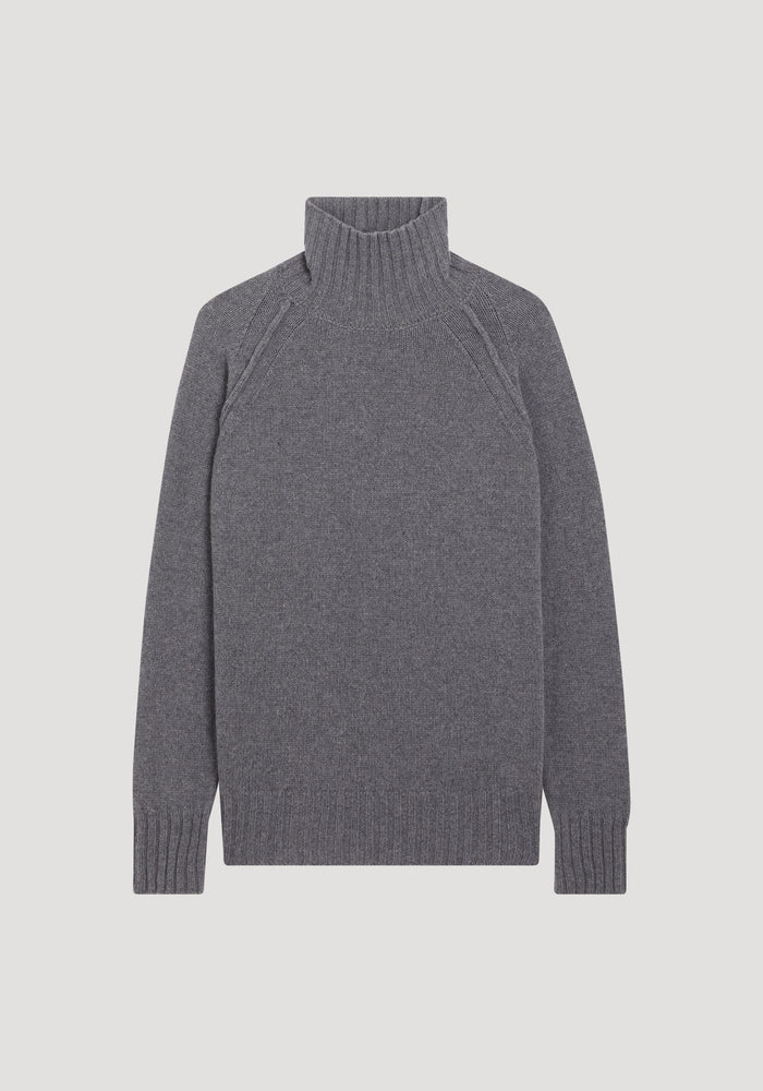 Wool cashmere turtleneck | grey melange