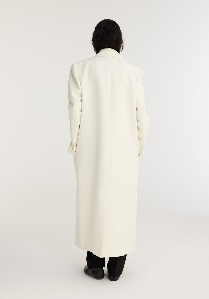 Double-breasted wool coat | ivory