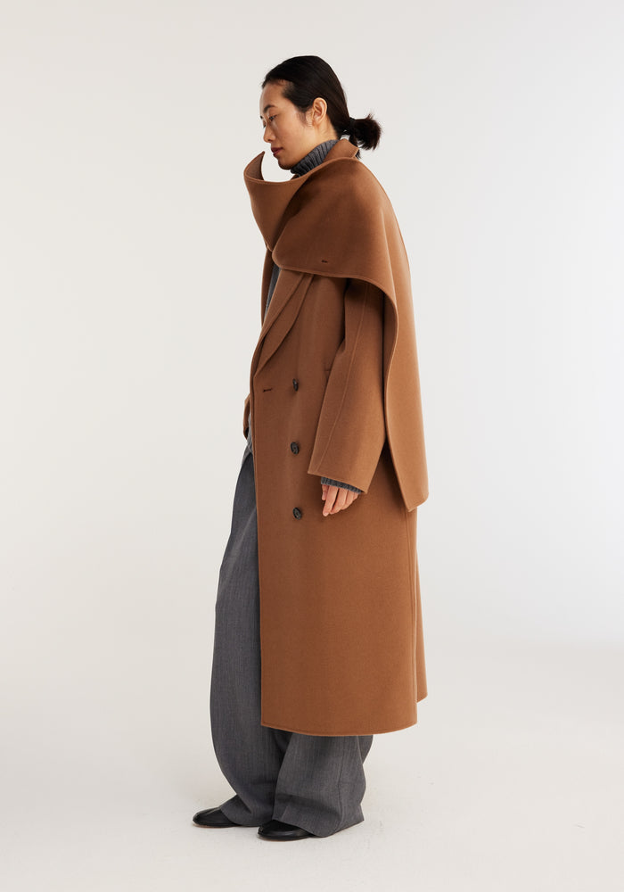 Double-faced wool scarf coat | camel