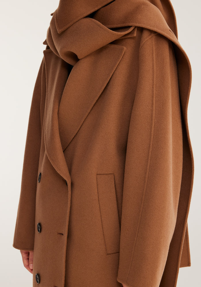 Double-faced wool scarf coat | camel