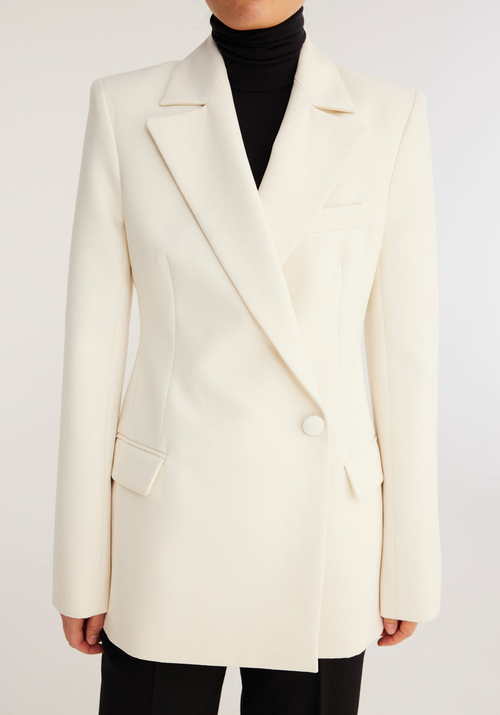 Tailored wool blazer | ivory