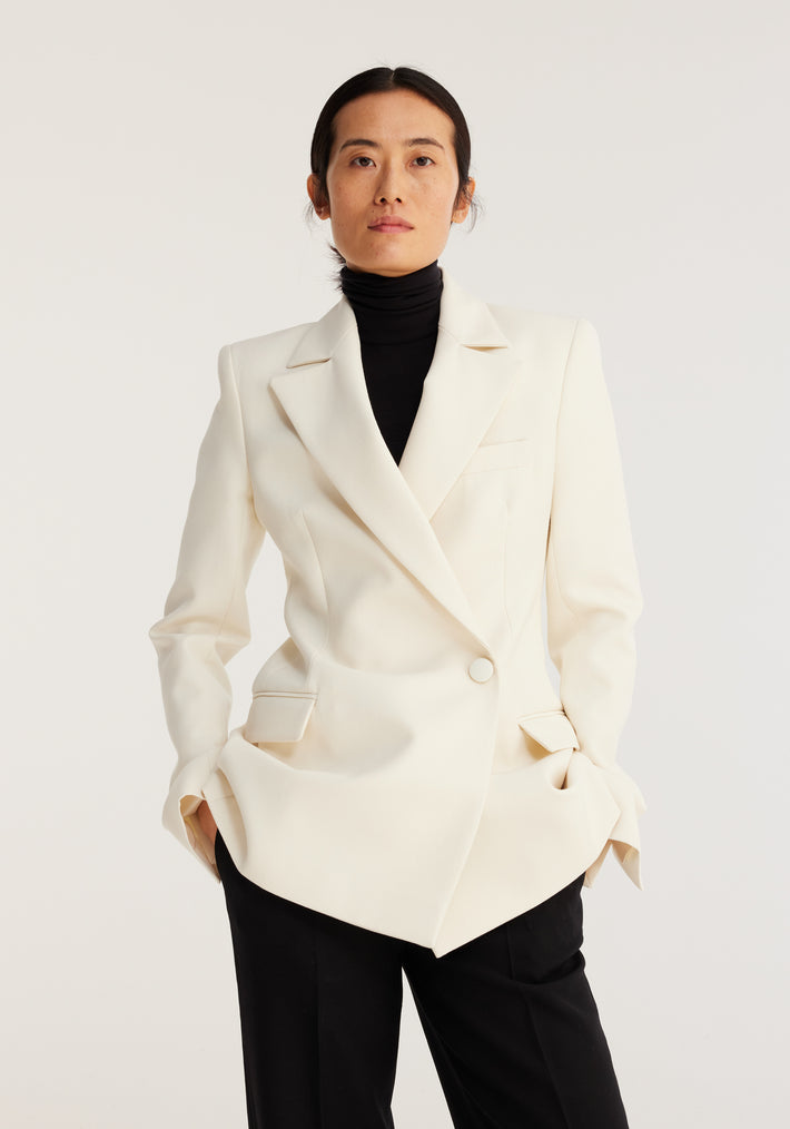 Tailored wool blazer | ivory