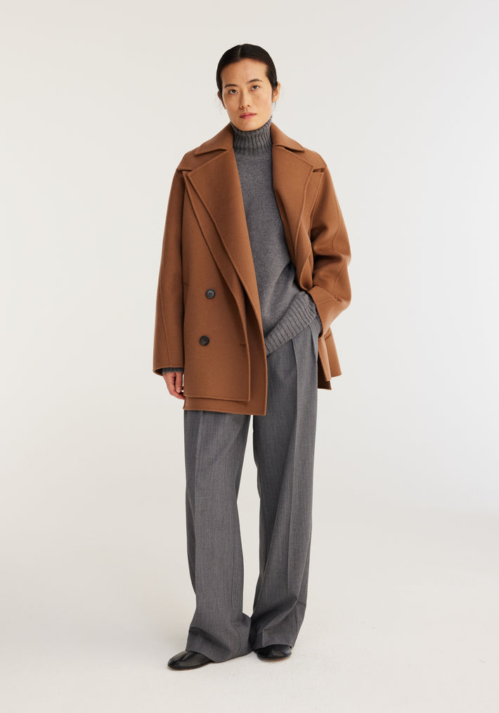 Double-faced wool scarf jacket | camel