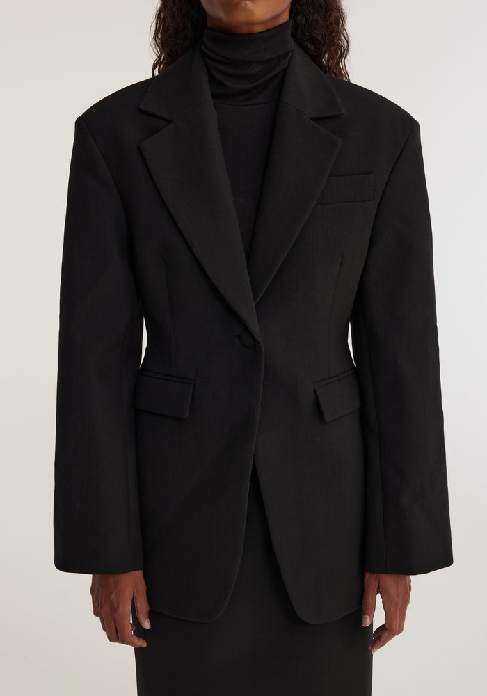 Waisted wool blazer | noir
