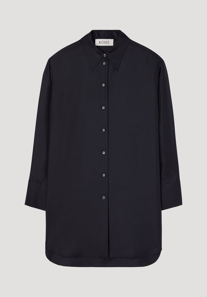 Signature elongated silk shirt | black