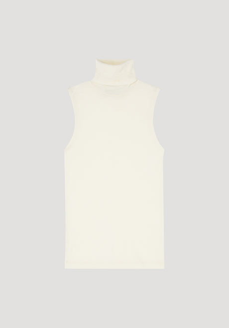 Fine merino sleeveless turtleneck | off-white