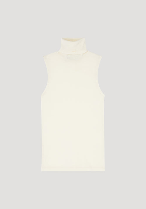 Fine merino sleeveless turtleneck | off-white