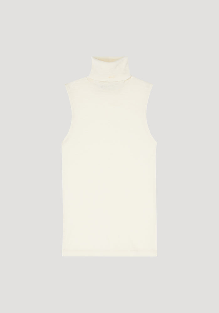 Fine merino sleeveless turtleneck | off-white