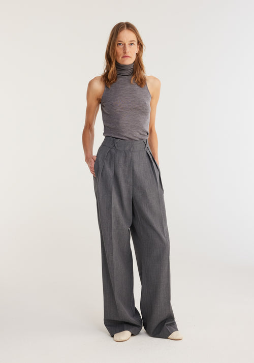 Fine merino sleeveless turtleneck | grey melange