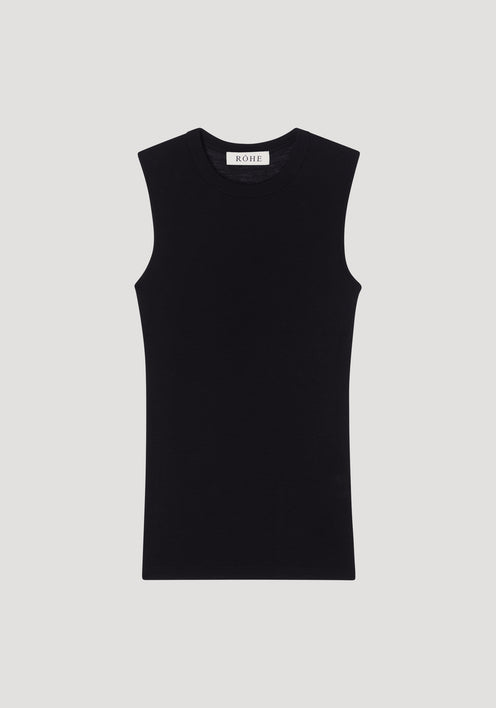 Fine merino sleeveless crewneck | black