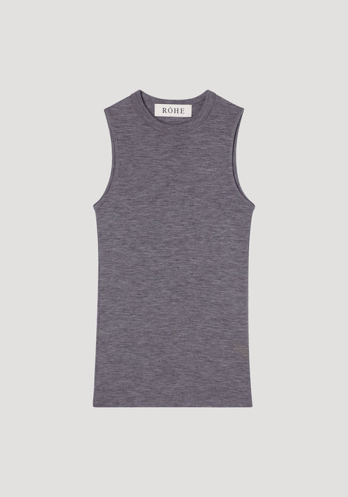 Fine merino sleeveless crewneck | grey melange