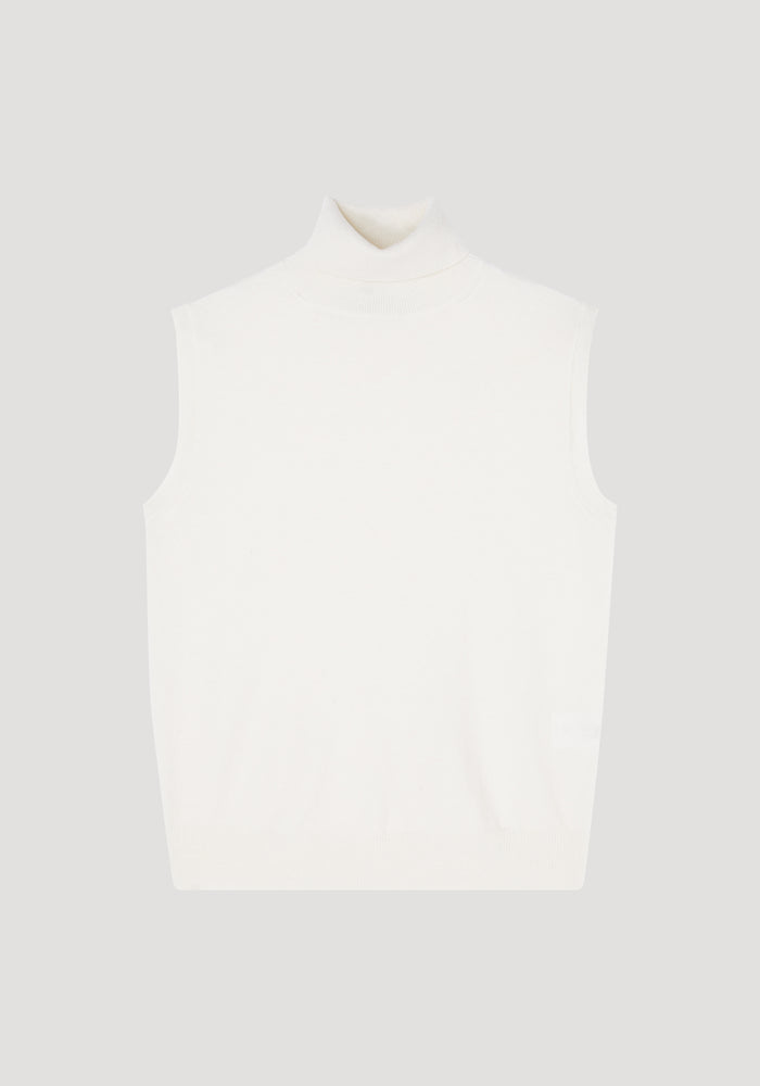Wool cashmere sleeveless turtleneck | off-white