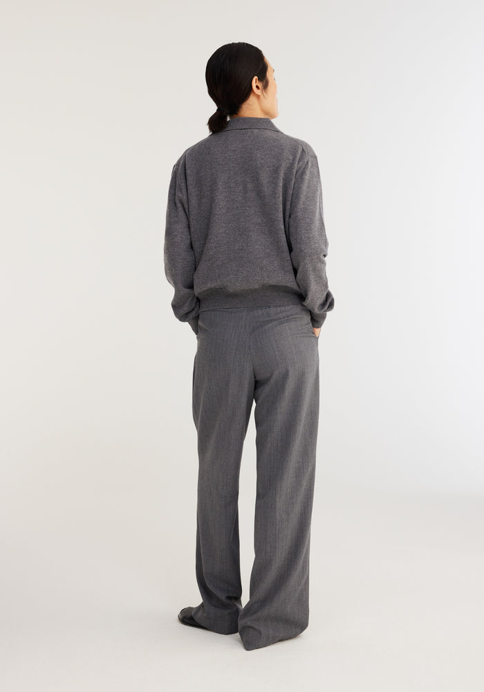 Wool cashmere polo sweater | grey melange