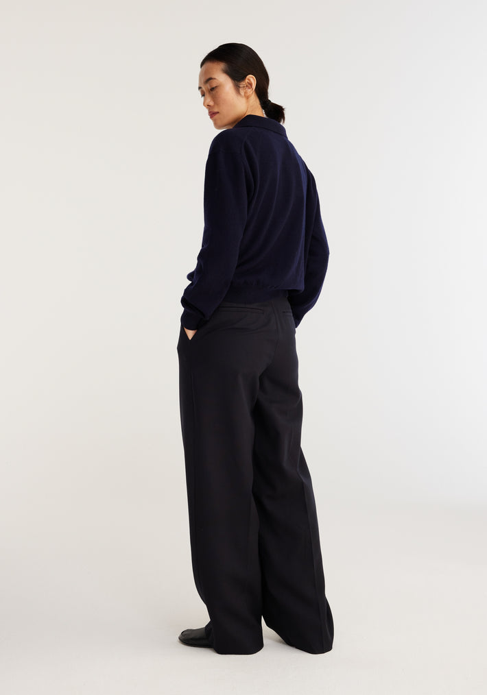 Wool cashmere polo sweater | navy