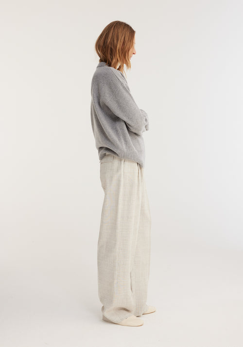 Wool cashmere crewneck | grey melange