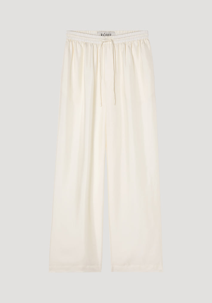Wide leg silk trousers | cream