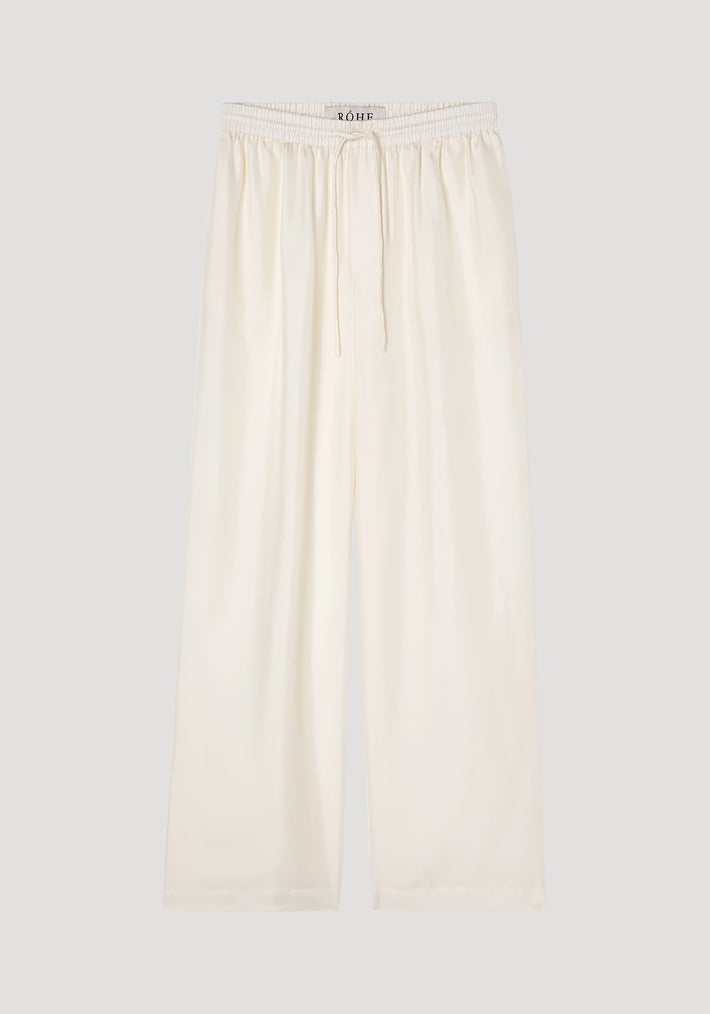 Wide leg silk trousers | cream