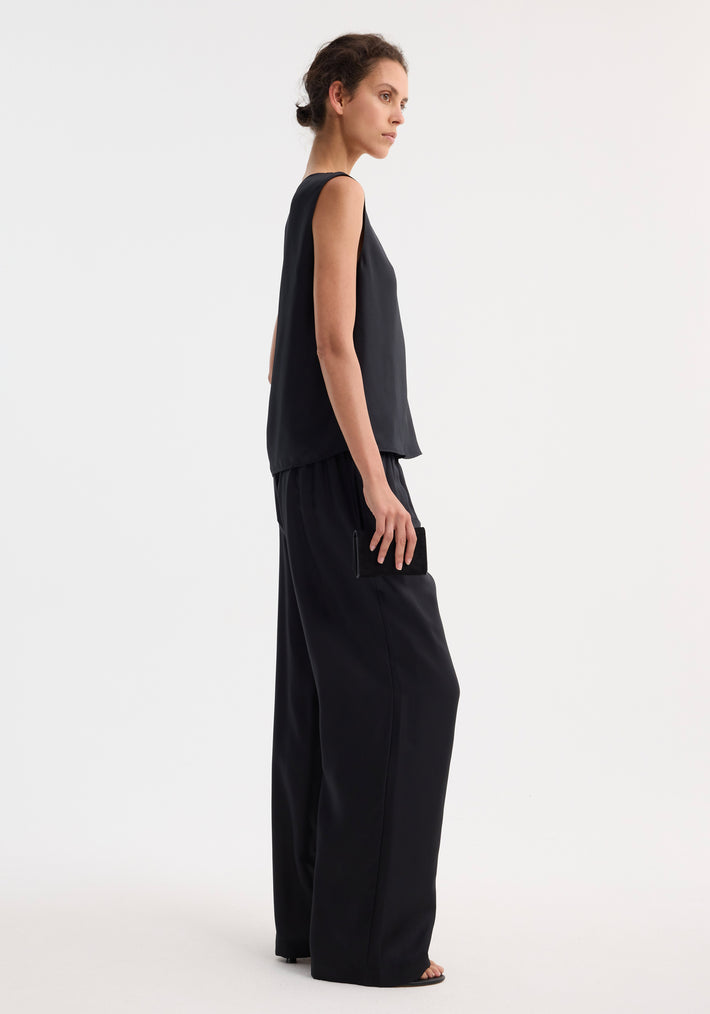 Wide leg silk trousers | black