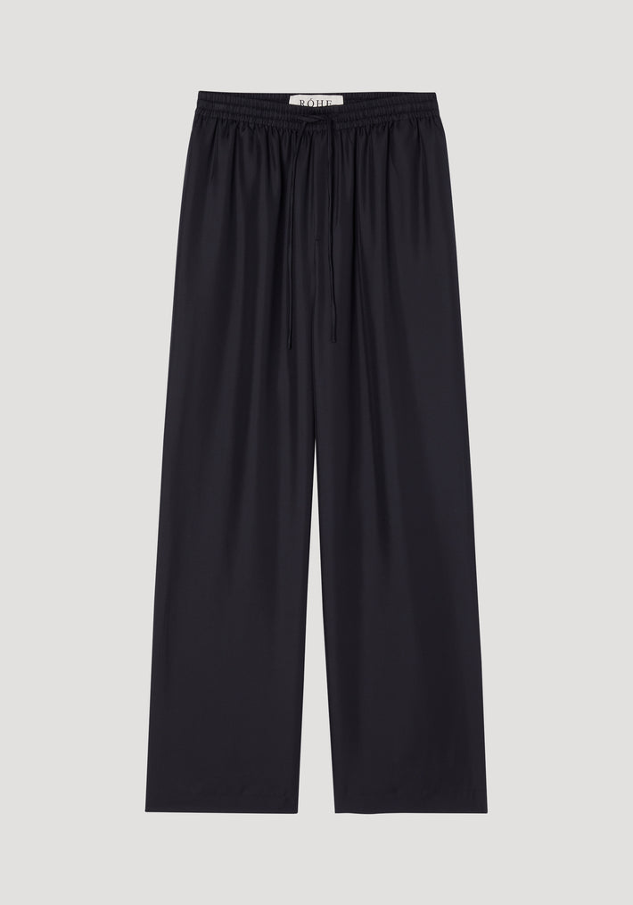 Wide leg silk trousers | black