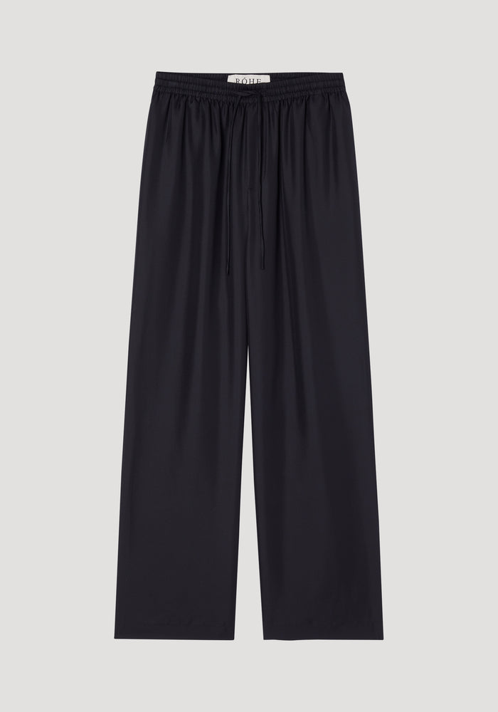 Wide leg silk trousers | noir