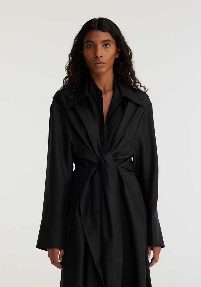 Double-layer silk dress | noir