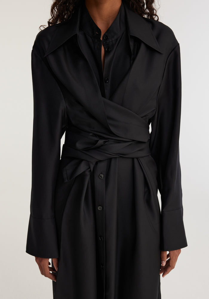Double-layer silk dress | noir