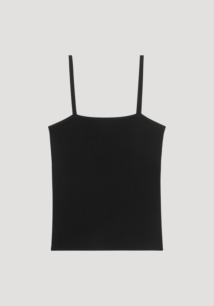 Square shaped knitted tank top | noir