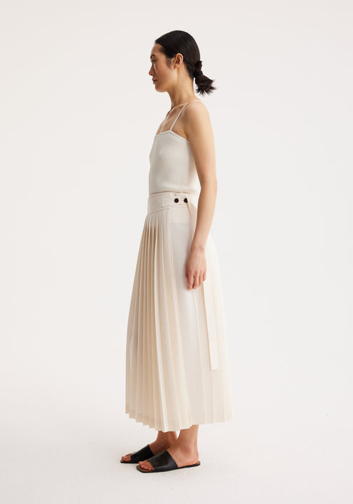 Plissé wrap skirt | Cream (O)