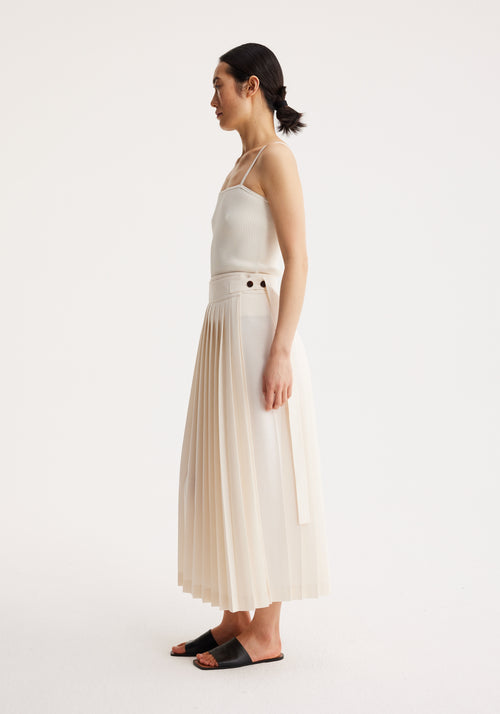 Plissé wrap skirt | Cream (O)