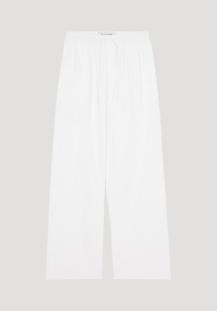 Wide leg cotton trousers | white