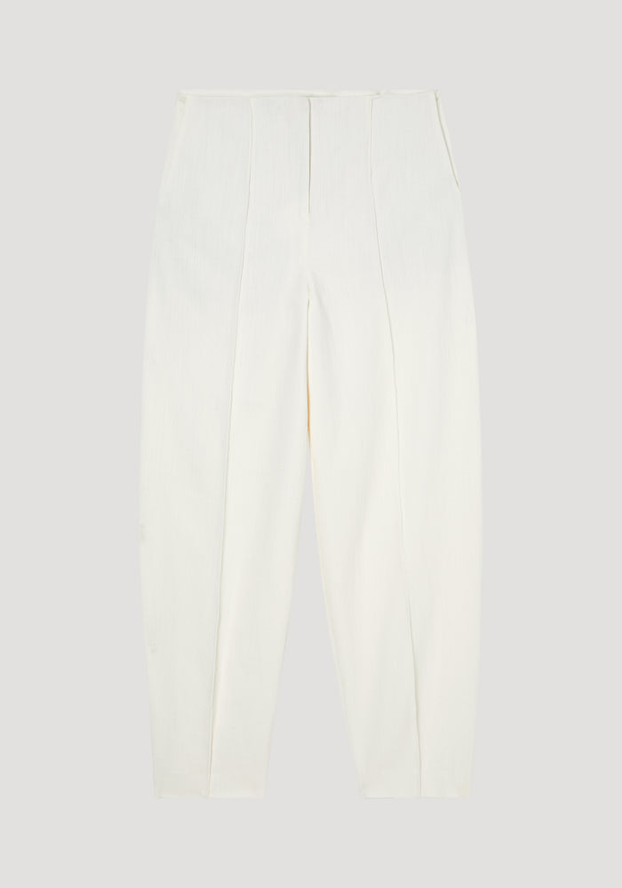 Barrel leg cotton trouser | off-white denim
