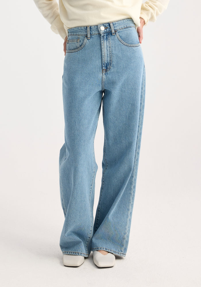 Relaxed wide leg denim | denim blue