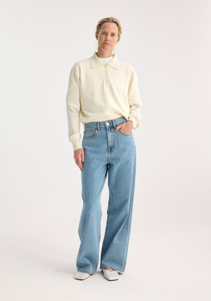 Relaxed wide leg denim | denim blue