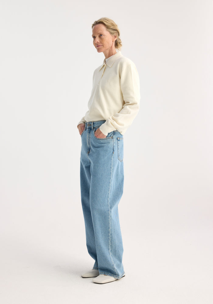 Relaxed wide leg denim | denim blue