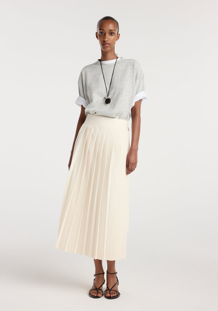 Plissé wrap skirt | cream