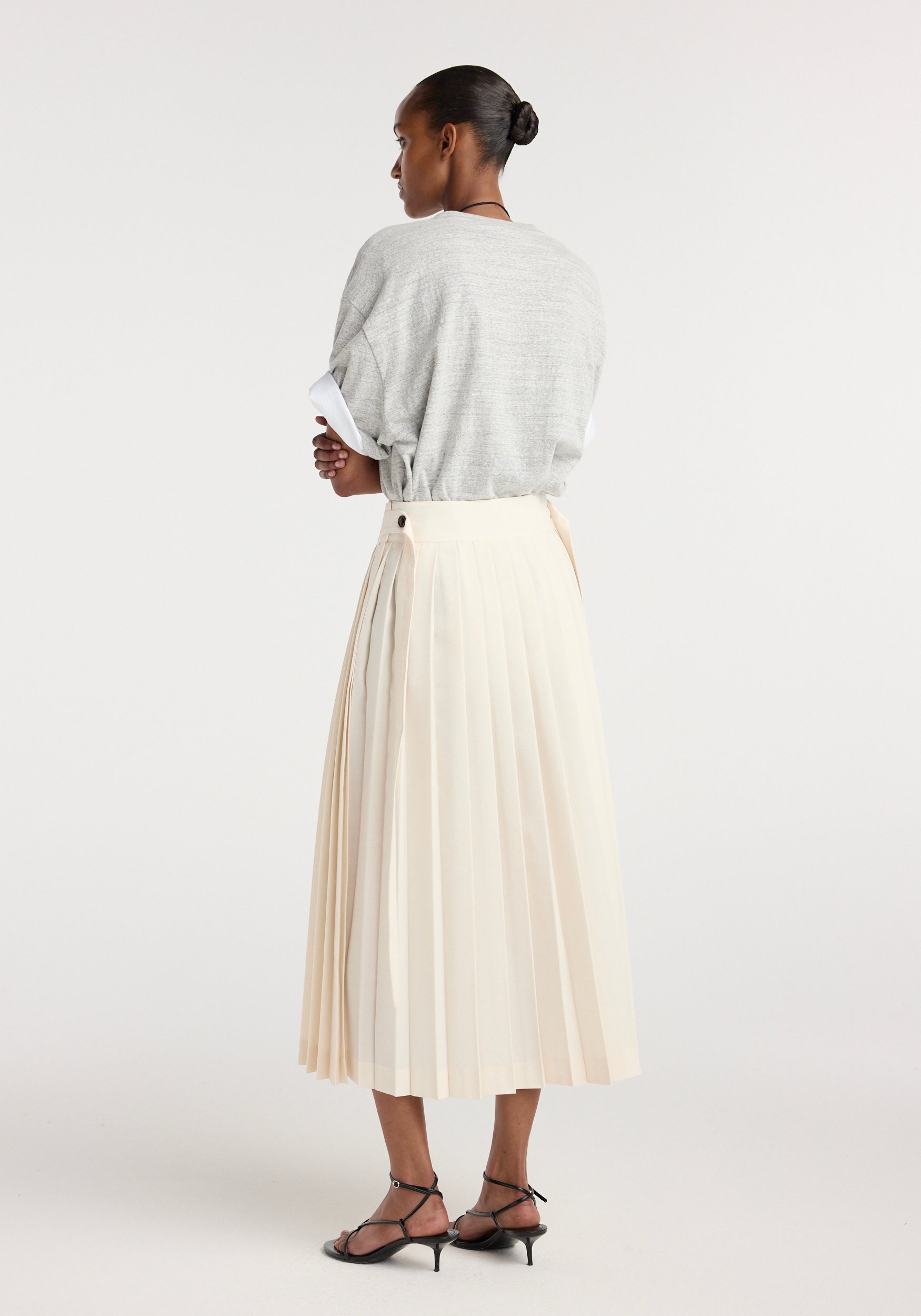 Plissé wrap skirt | cream