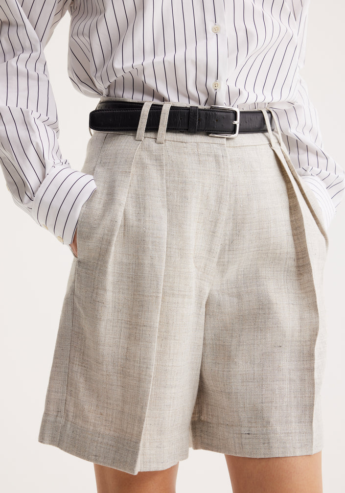 Tailored wide leg shorts | stone melange