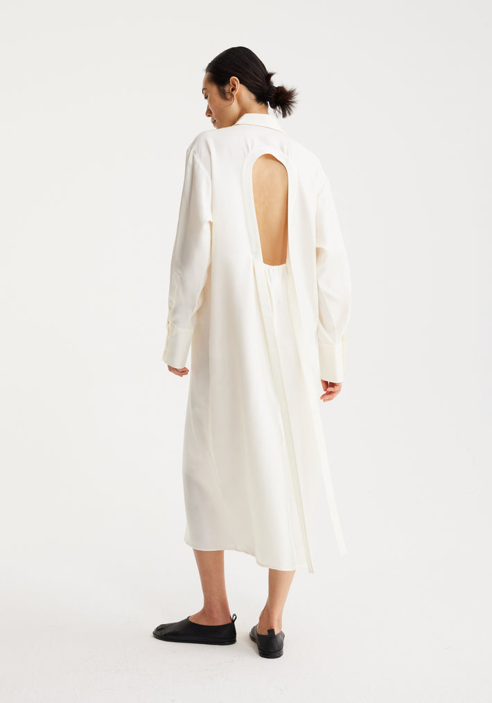 Silk open back wrap dress | cream