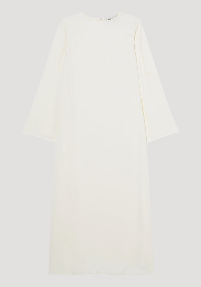 Long sleeve round neck dress | cream