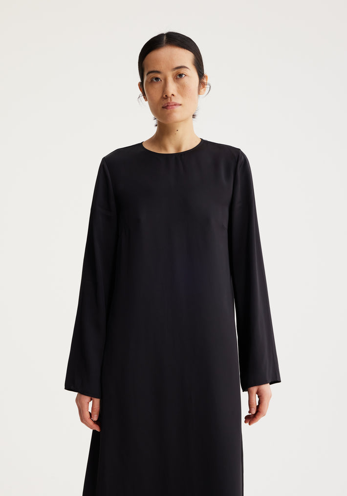 Long sleeve round neck dress | noir