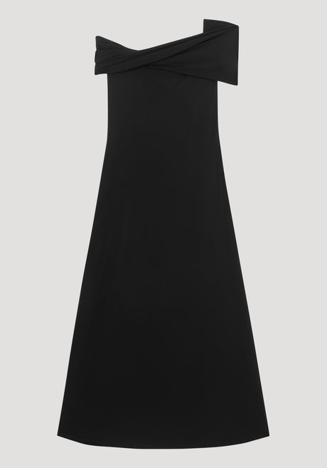 Asymmetrical off shoulder dress | noir