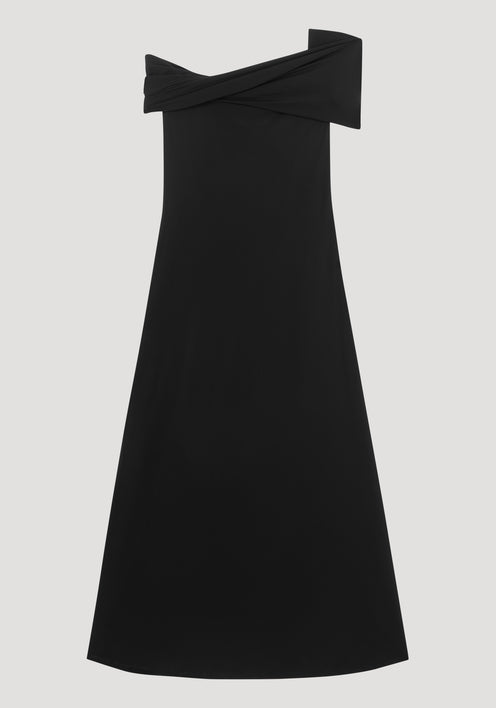 Asymmetrical off shoulder dress | noir